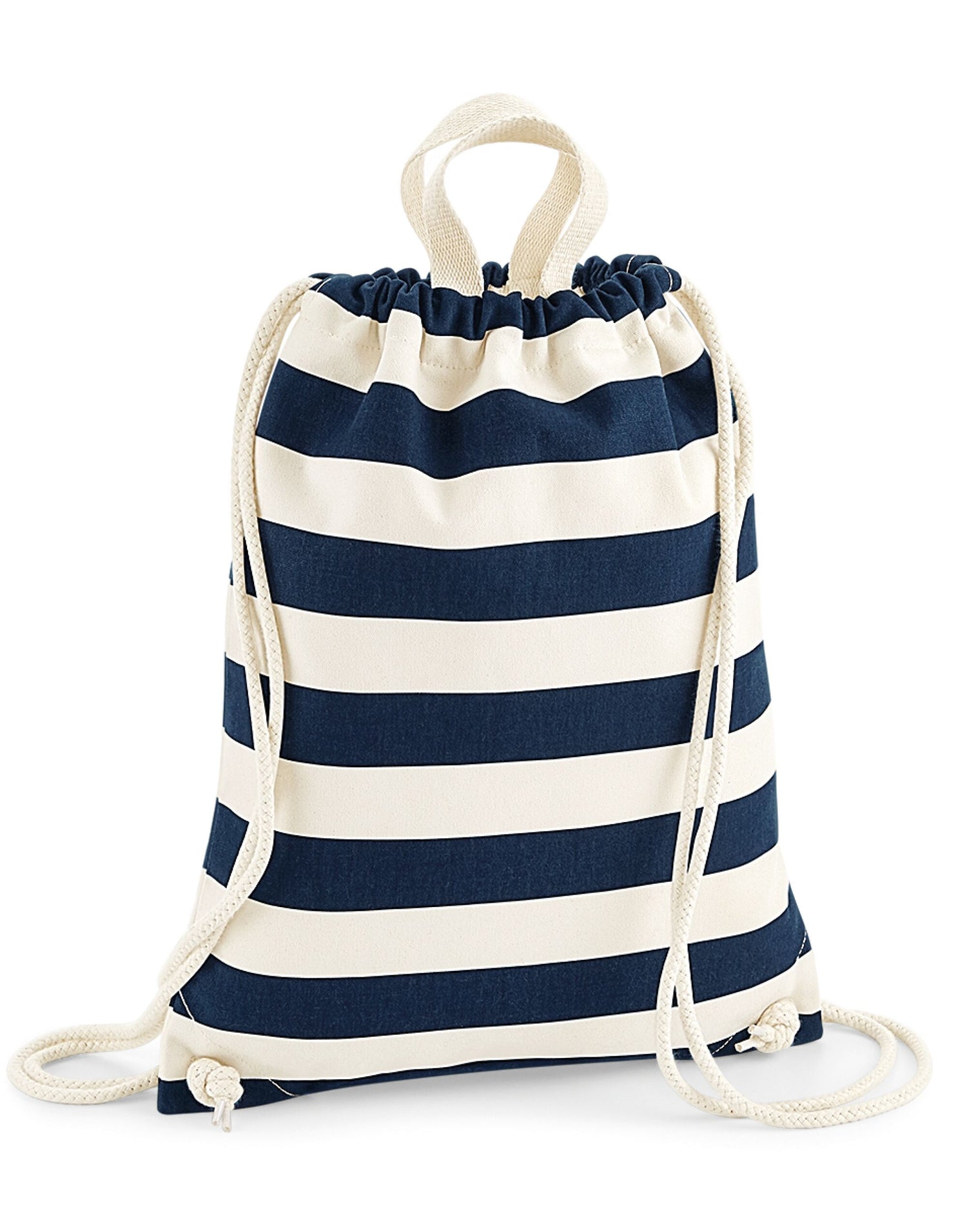 Westford Mill Nautical Gymsac w686 - Natural Navy O S - Customisable Bags