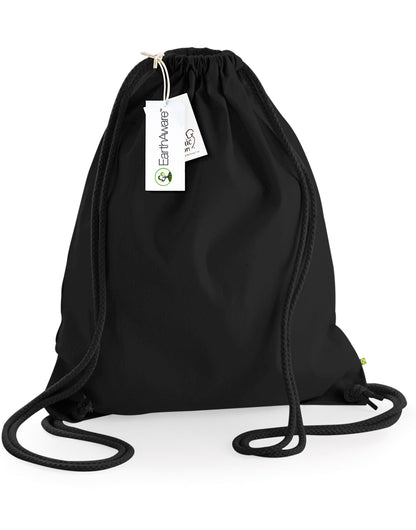 Westford Mill EarthAware Organic Gymsac w810 - Black Black O S - Customisable Bags