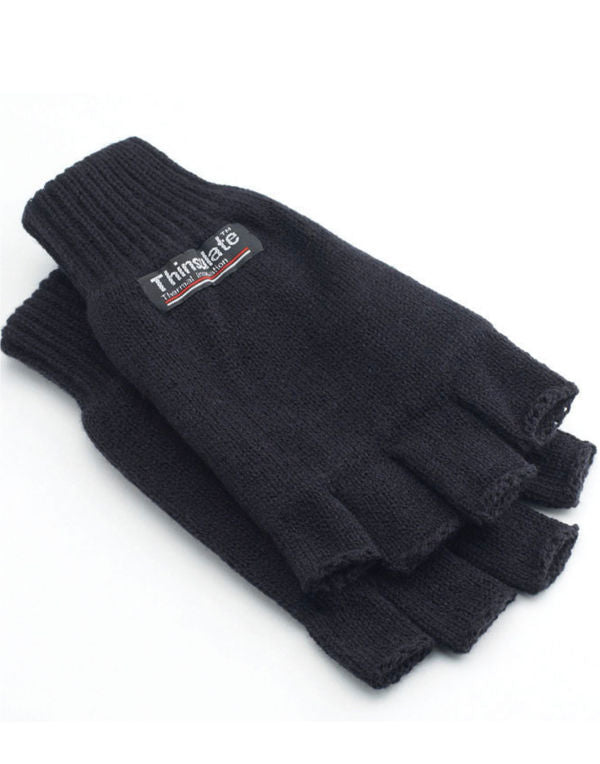 Yoko 3m Thinsulate Half Finger Gloves WN783 - Black O S - Customisable Gloves