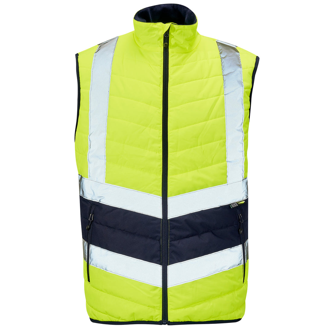 Supertouch Hi Vis Yellow 2 Tone Puffer Bodywarmer - H146 - Yellow - Customisable Bodywarmer