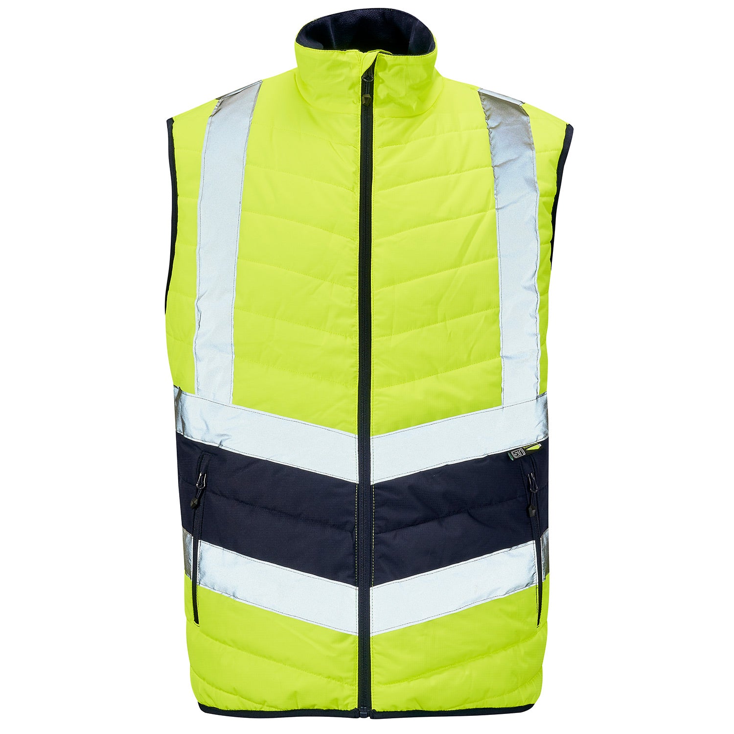 Supertouch Hi Vis Yellow 2 Tone Puffer Bodywarmer - H146 - Yellow - Customisable Bodywarmer