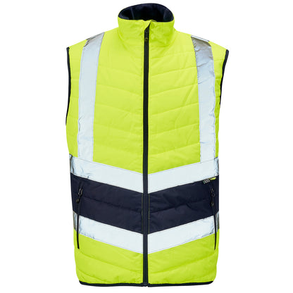 Supertouch Hi Vis Yellow 2 Tone Puffer Bodywarmer - H146 - Yellow - Customisable Bodywarmer