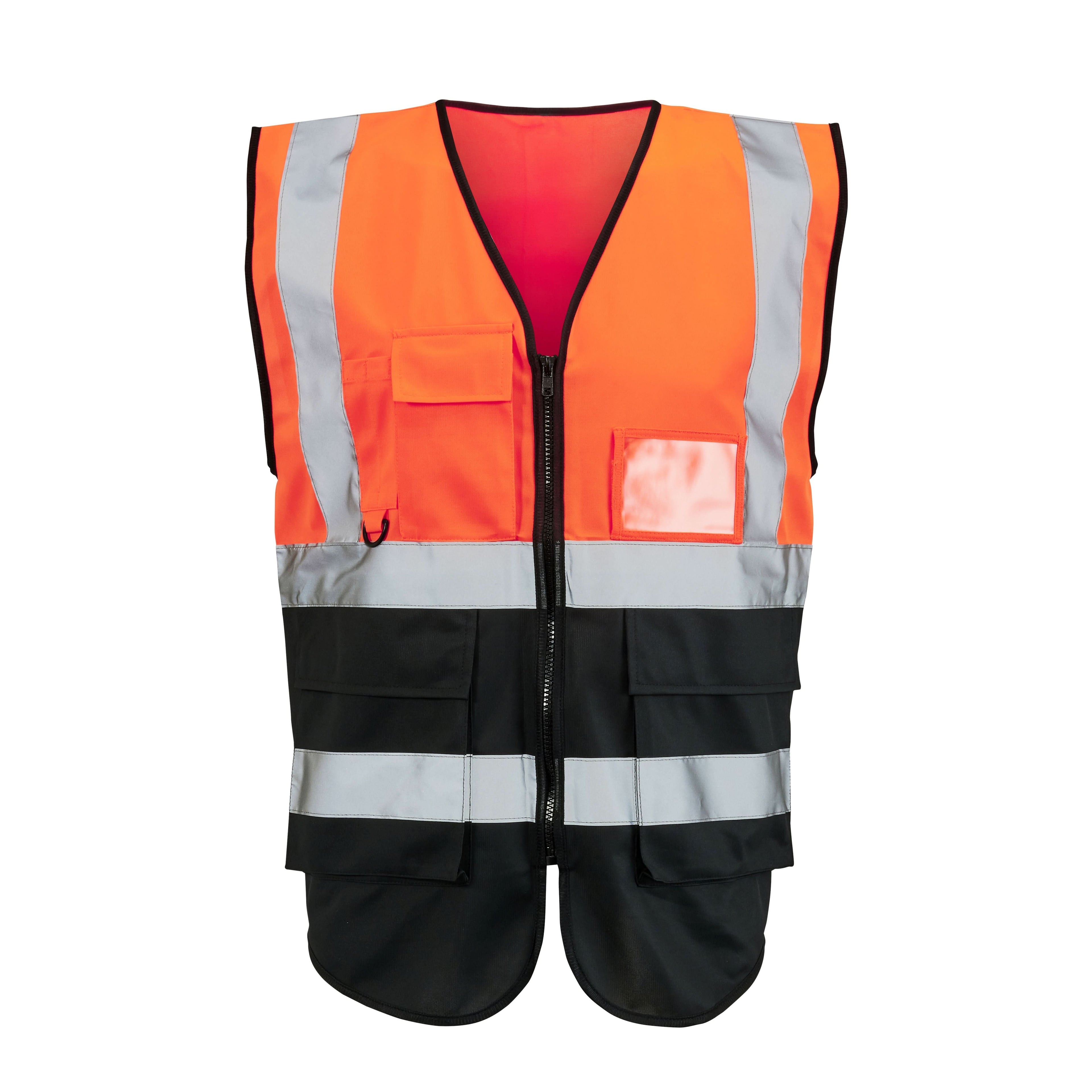 Hi-vis 2 tone executive vest - H117 - Orange Black - Customisable Vest