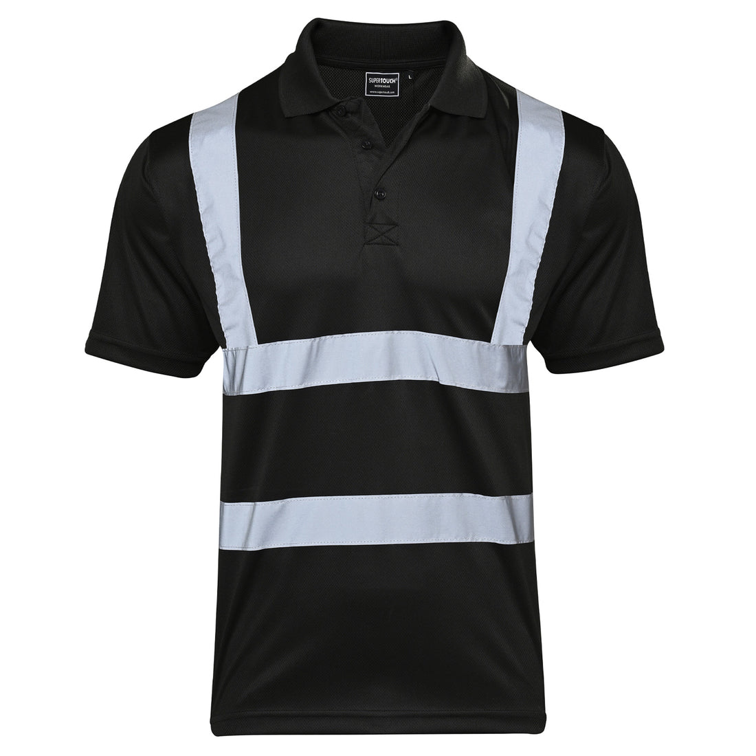 Supertouch Hi Vis Black Bird Eye Polo Shirt - H126 - Black - Customisable Shirt