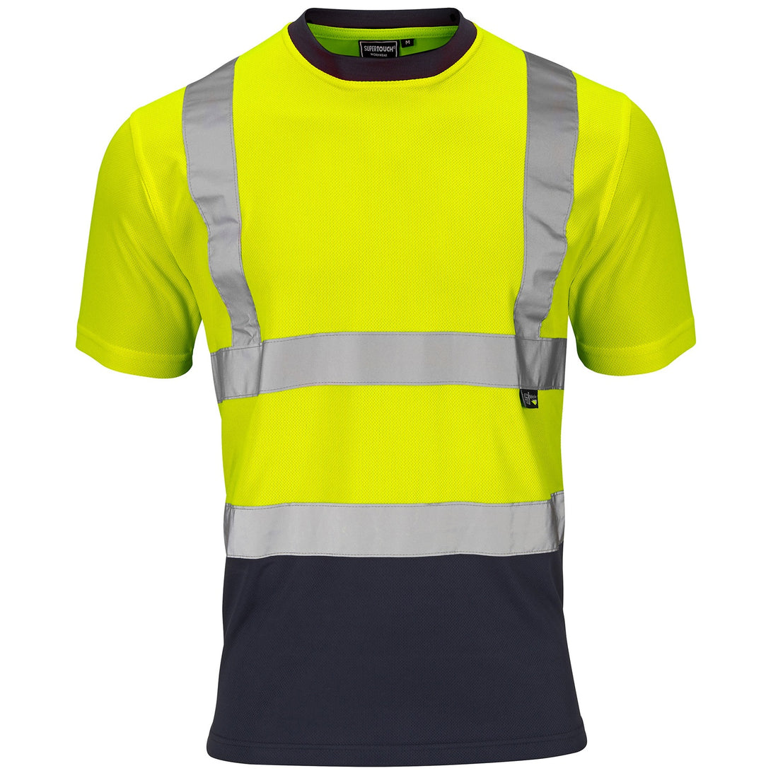 Supertouch Hi-Vis 2 Tone Yellow T-Shirt - H138 - Yellow Navy - Customisable Shirt