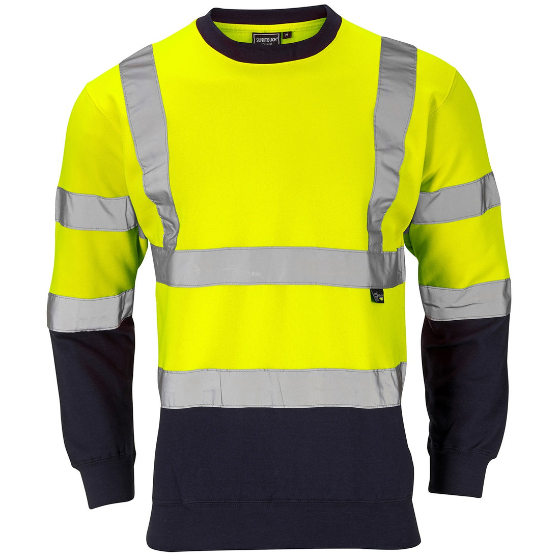 Supertouch Hi-Vis 2 Tone Yellow Sweatshirt - H132 - Yellow Navy - Customisable Top