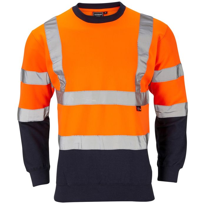 Supertouch Hi-Vis 2 Tone Orange Sweatshirt - H131 - Orange Navy - Customisable Top