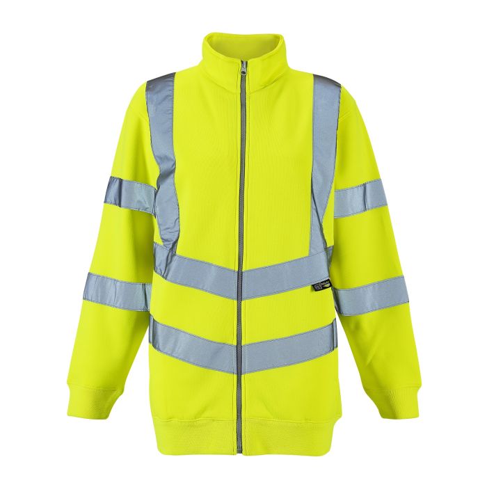 Supertouch - Ladies Hi Vis Yellow Eshaal Zipped Sweatshirt - HV314 - Yellow - Customisable Top