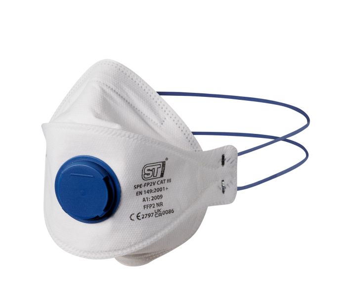 Supertouch - FFP2 Tri-Folded Moulded Mask - P202 - White Blue One Size - Customisable Respiratory Protect