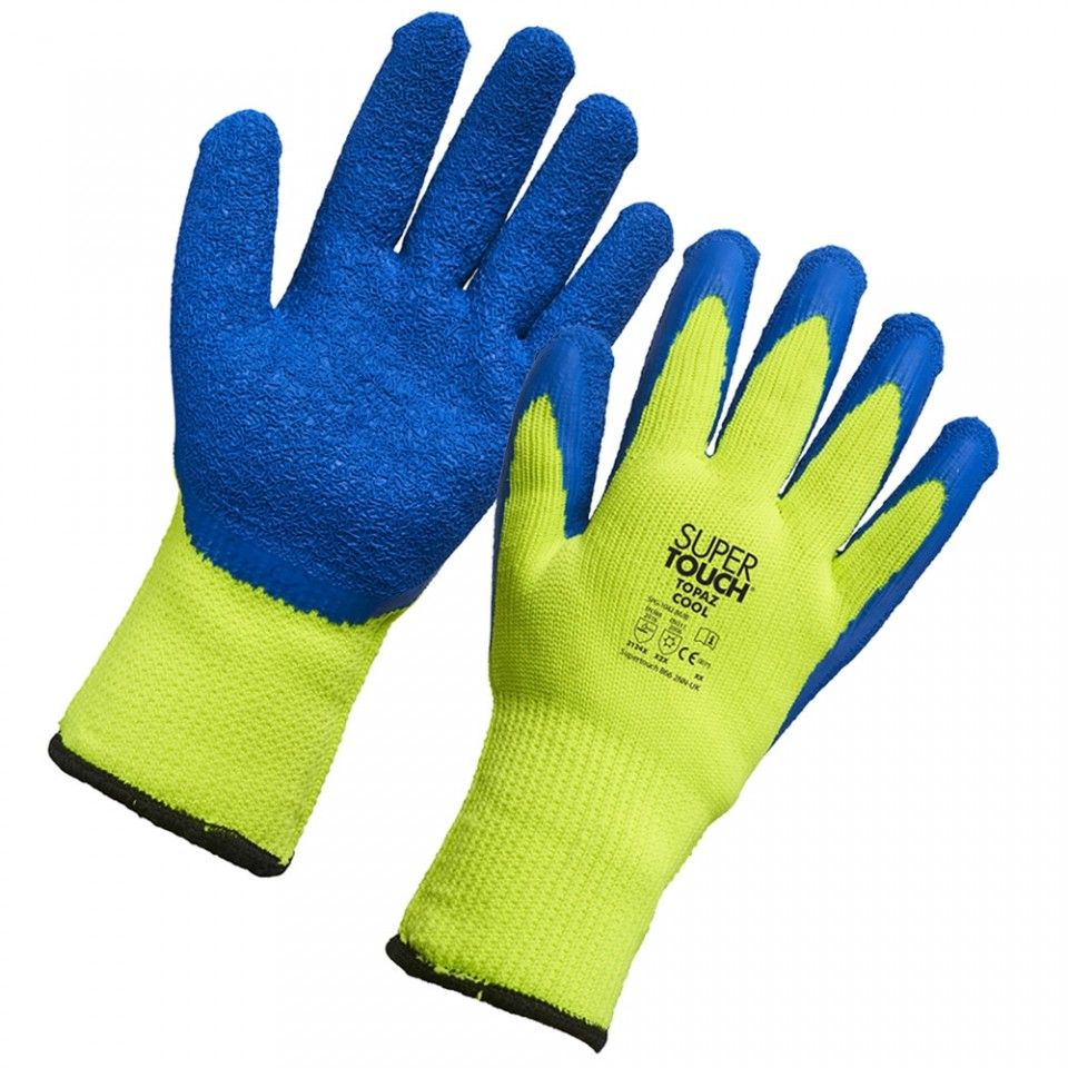 Supertouch - New Topaz Cool Gloves - SPG-10 - Medium Yellow Blue - Customisable General Handling