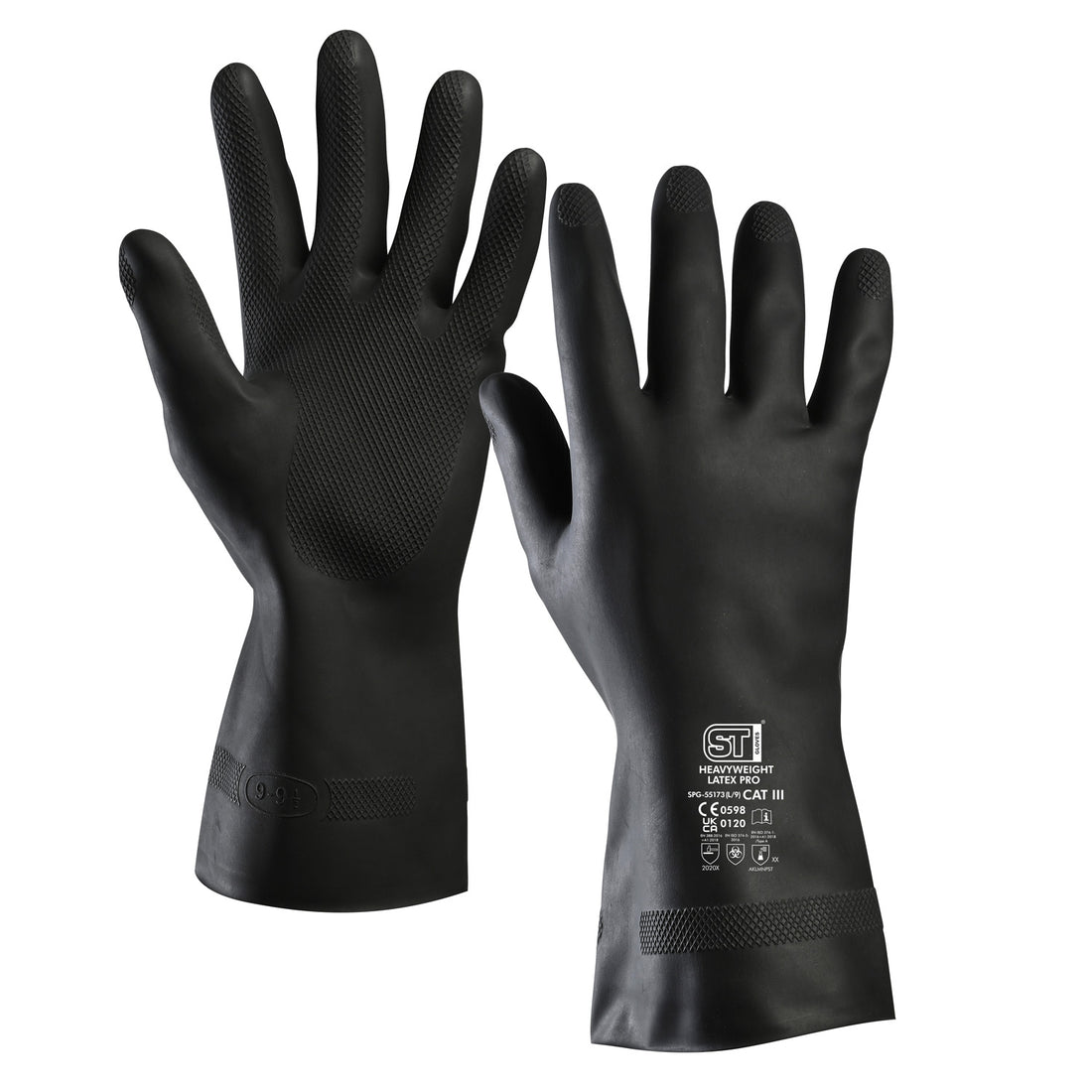 Supertouch Heavyweight Latex Pro Chemical Gloves - G115 - Black - Customisable Guantlet