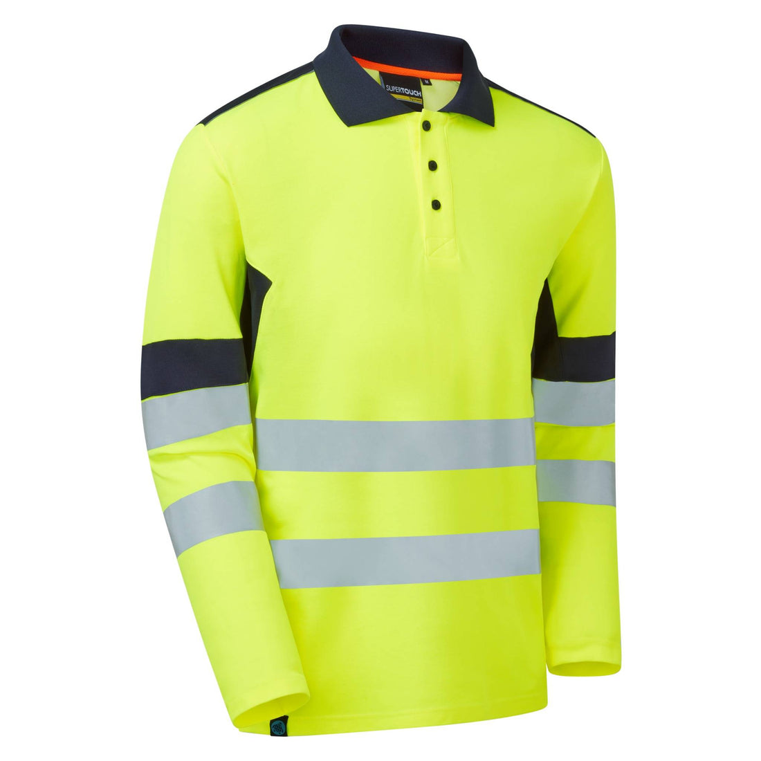 System Hi-Vis Eco Yellow CottonCool Long Sleve Polo - SYS09 - Yellow Navy - Customisable POLO