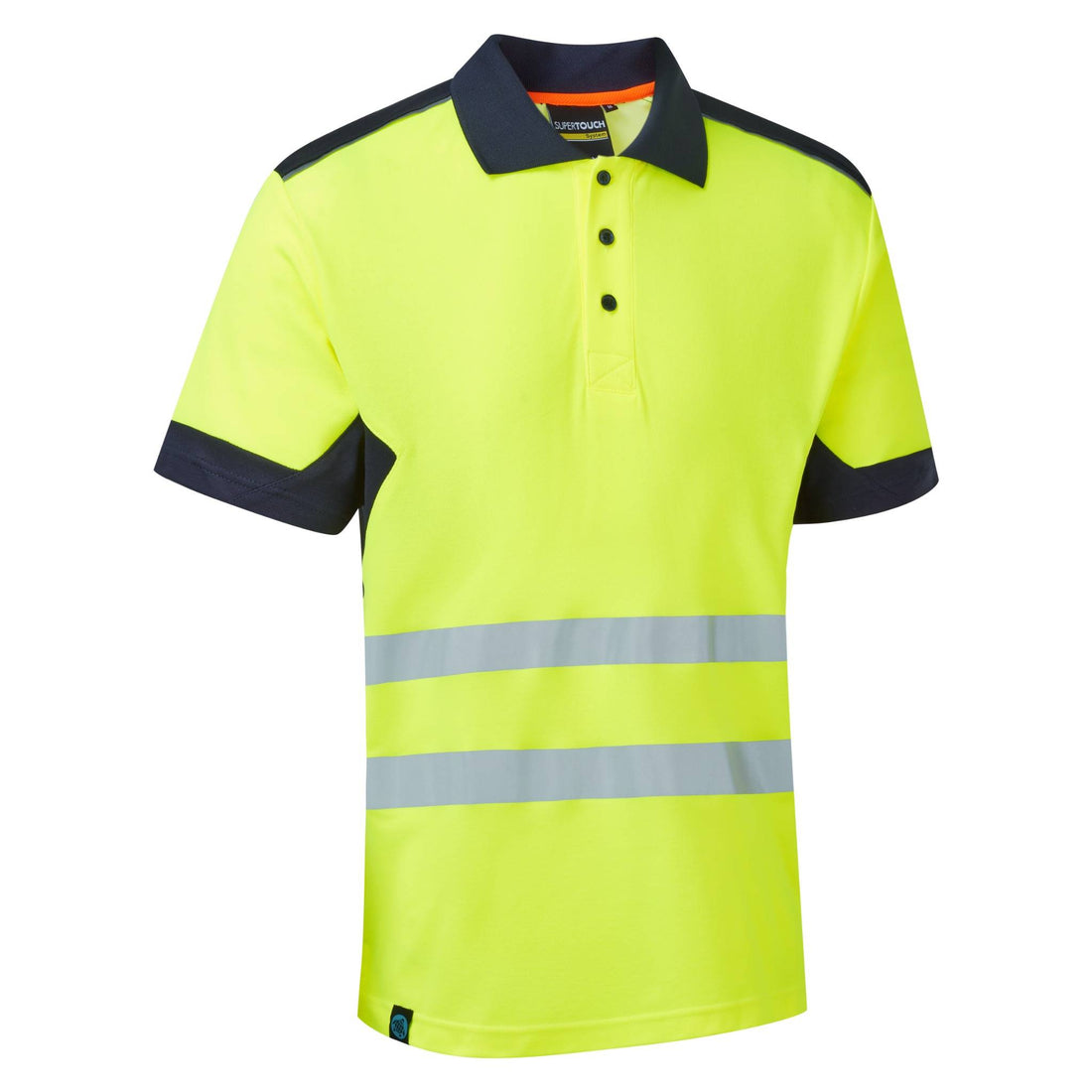 System Hi-Vis Eco Yellow CottonCool Short Sleeve Polo - SYS07 - Yellow Navy - Customisable POLO