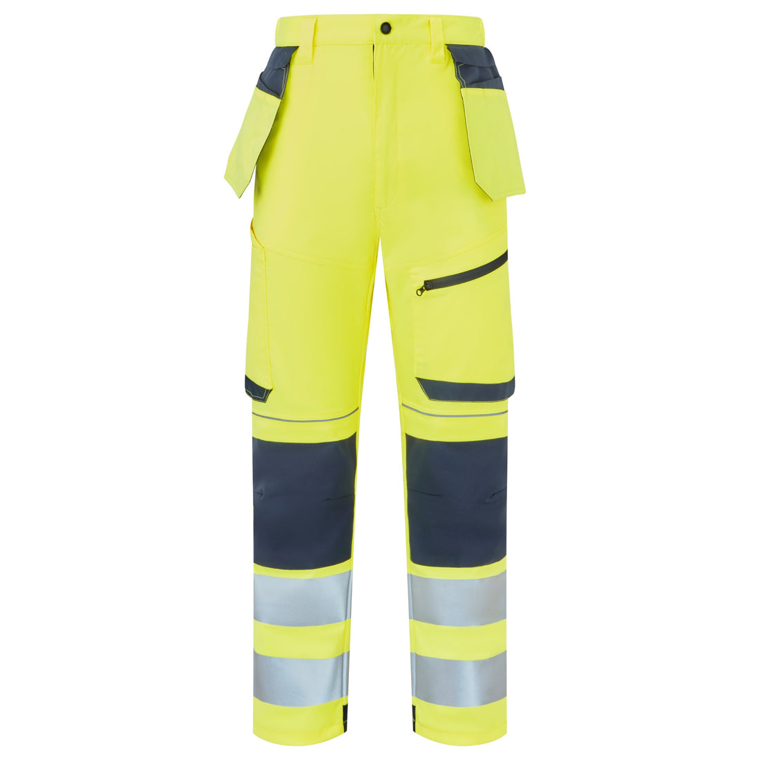 System Hi-Vis Eco Stretch Removable Holster Yellow Trousers - SYS13 - Yellow Navy - Customisable TROUSERS