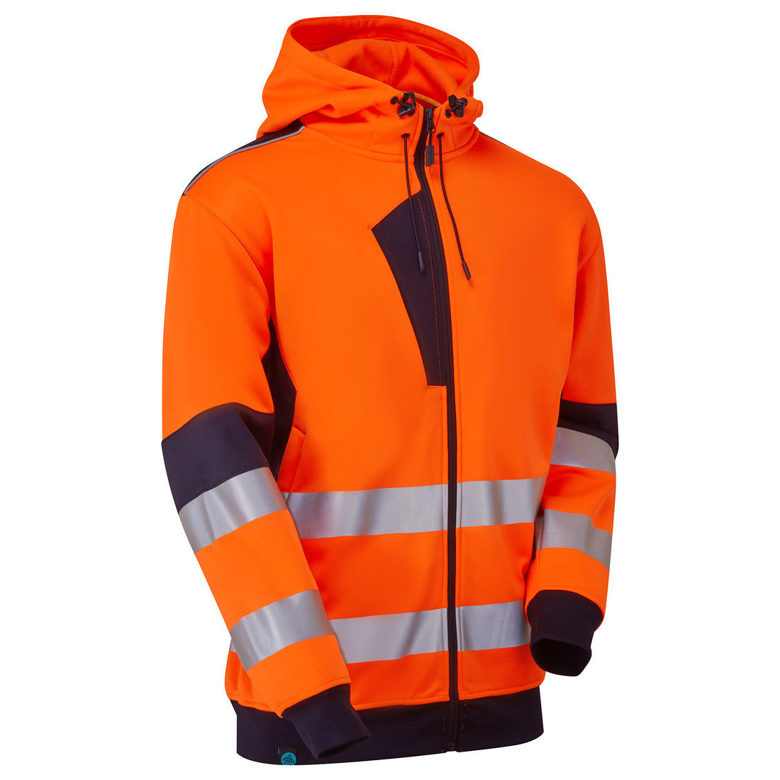 System Hi-Vis Eco Zip Thru Orange Hoodie - SYS22 - Orange Navy - Customisable HOODIE
