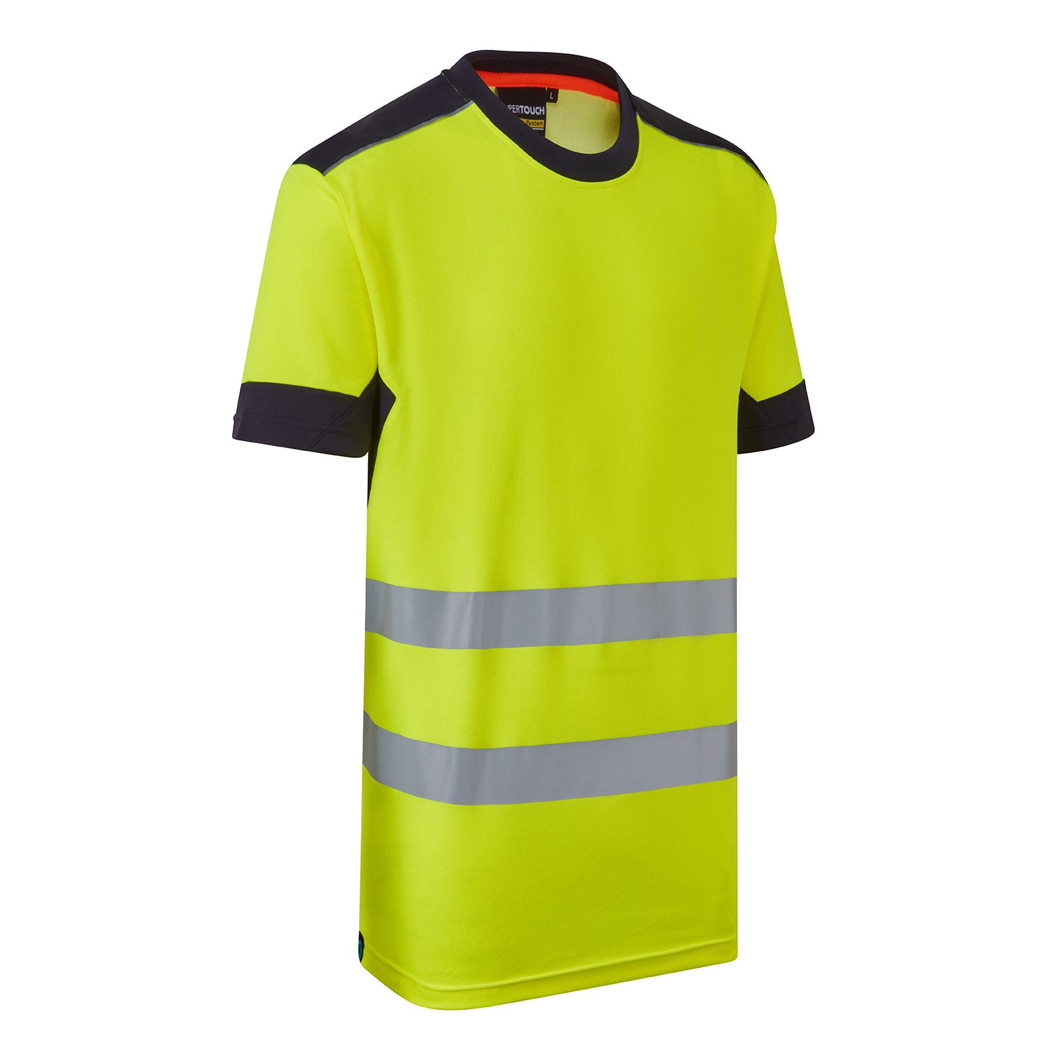 System Hi-Vis Eco CottonCool Yellow T-Shirt - SYS11 - Yellow Navy - Customisable T-Shirt