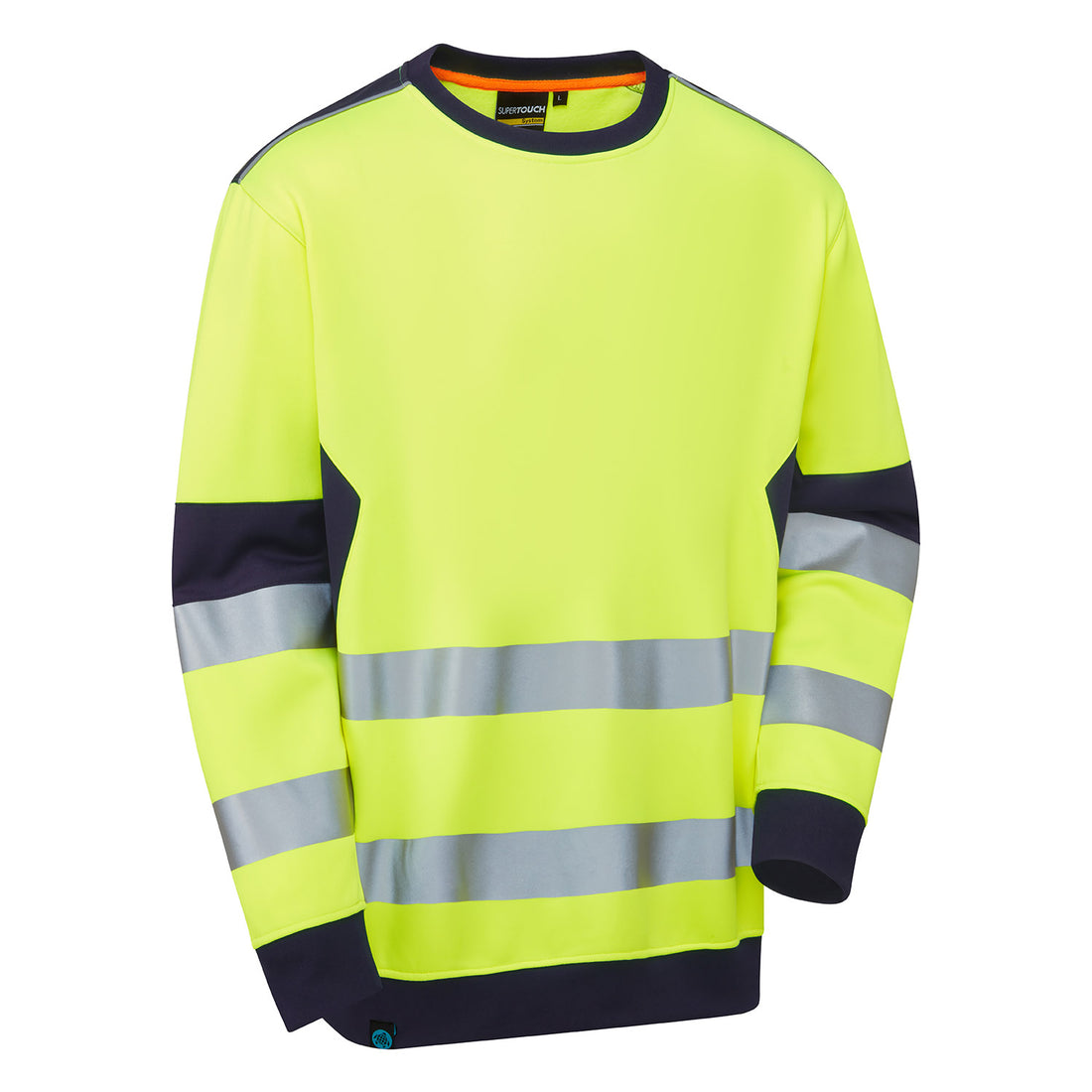 System Hi-Vis ECO Crew Neck Yellow Sweatshirt - SYS19 - Yellow Navy - Customisable TOP