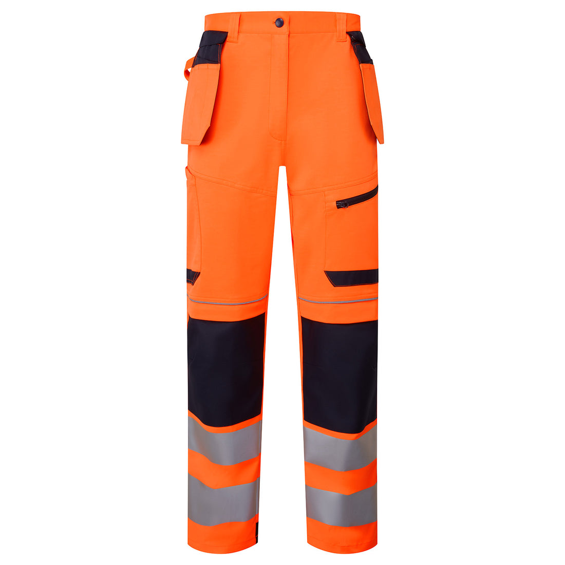 System Hi-Vis Eco Stretch Removable Holster Orange Trousers - SYS14 - Orange Navy - Customisable TROUSERS