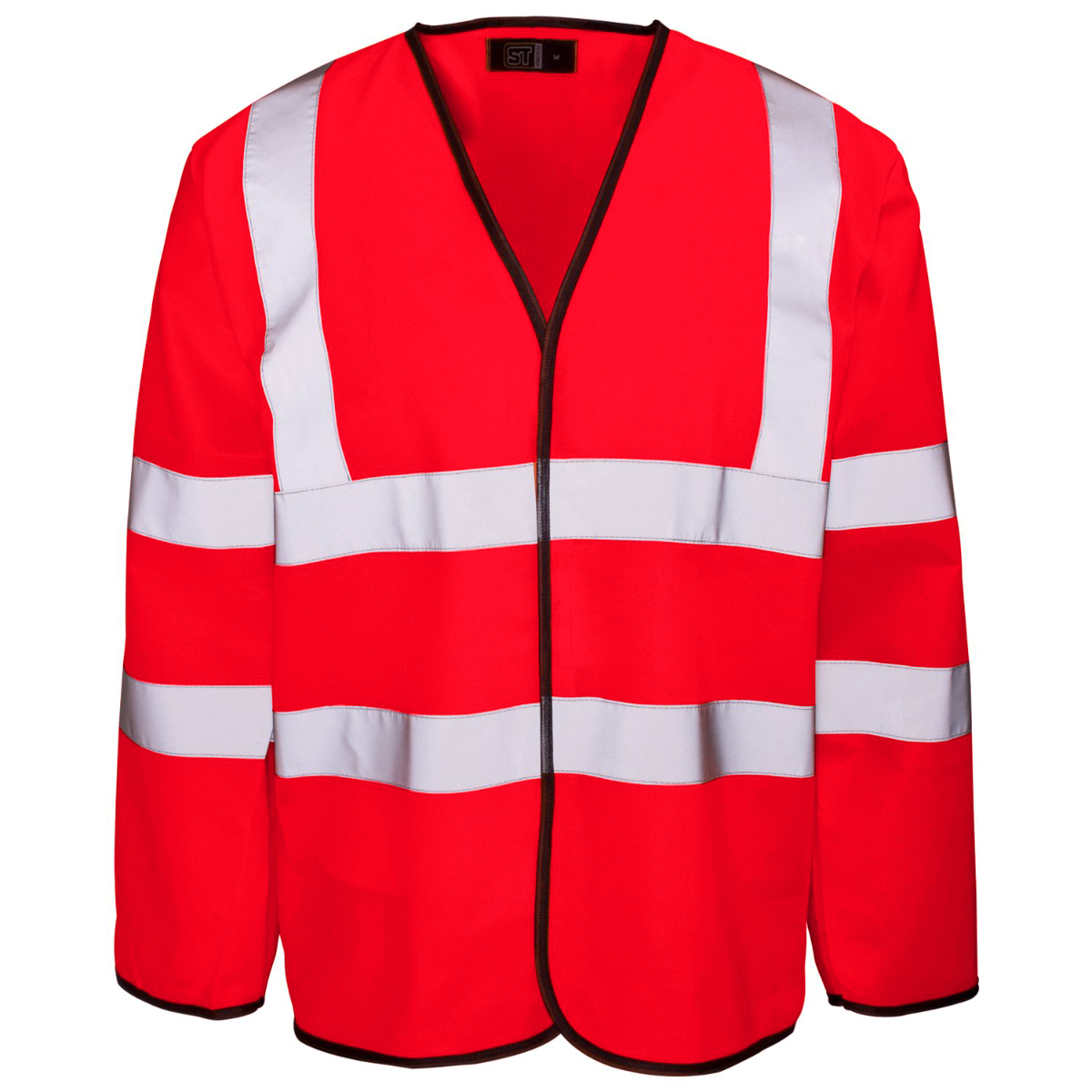 Supertouch Hi Vis Red Long Sleeved Velcro Vest - H81-1 - Red - Customisable Vest