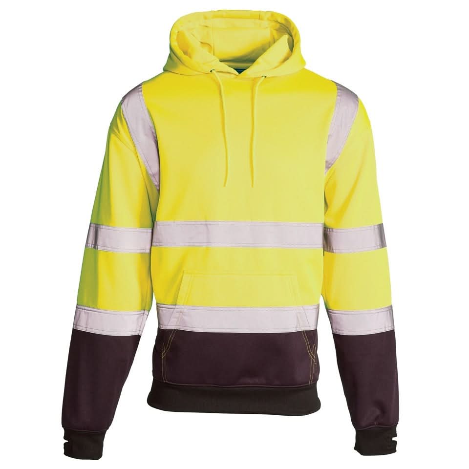 Supertouch - Hi Vis 2 Tone Hooded Sweatshirt - H112Y - Yellow Navy - Customisable Top