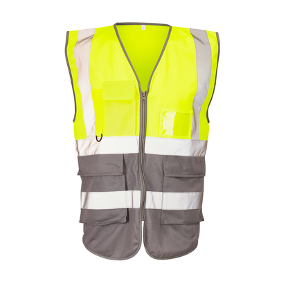 Hi-vis 2 tone executive vest - H117 - Yellow Grey - Customisable Vest